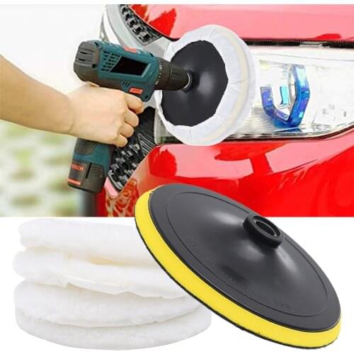 7in Wool Polishing Buffing Pads Car Paint Care Polisher Soft Cushion Buffer kit Car Body Discs Accessories Auto Wash Tools 5pcs