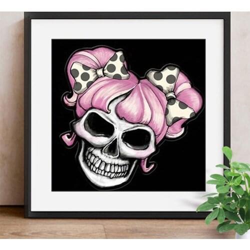 Diamond Embroidery Skull Girl 5D Diamond Painting Bow Full Drill Square Picture Of Rhinestone Painting With Diamonds