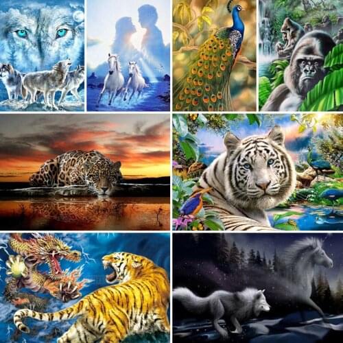 40x50x60x70 diamond painting 5D Full Square embroidery mosaic Cross Stitch Animal Tiger leopard DIY Wall Sticker home Decoration