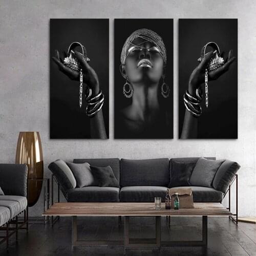 DIY Diamond painting Black Hands Holding Silver Jewelry African Wall Art Woman Decorative Pictures For Living Room Diamond pain