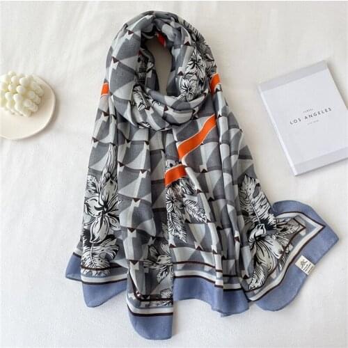 Flower Cotton Pashmina Scarf Women Luxury Print 180*90cm Bandana Hijab Winter Shawl Headband Wrap Blanket Neck Echarpe Turban