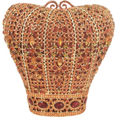 Boutique De FGG Multicoloured Crown Shape Women Crystal Clutch Purses and Handbags Formal Party Evening Bags Ladies Dinner Bag