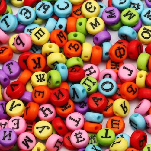 Trend Mixed Colored Round Acrylic Beads Black Russia Letter Loose Spacer Alphabet Beads Supplies For Jewelry Making Diy Handmade