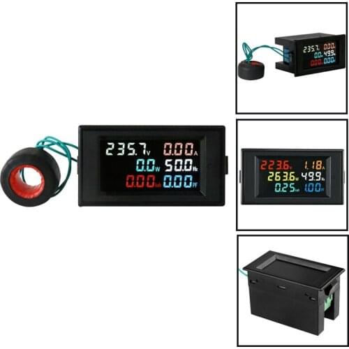 D69-2058 Voltmeter Ammeter Power Factor Electric Energy Frequency Meter Digital Panel Wattmeter LCD VOLT AMP