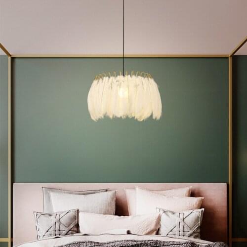 Decoration Ceiling Lights Countertop Lamp 15-25 Square Meters Nordic Simplicity Ostrich Feather Ceiling Light