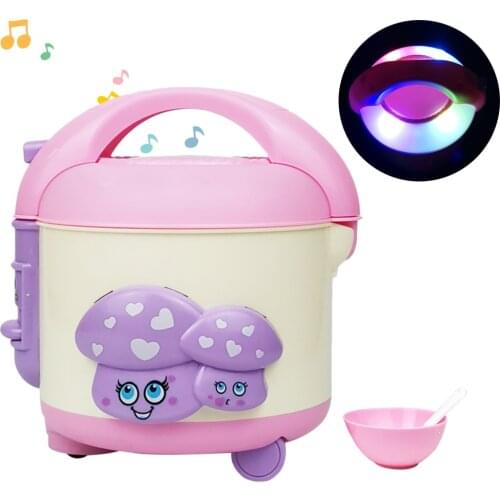 Children Kitchen Pretend Toys Role Play LED Electric Rice Cooker Pretend Play Cooking Kitchen Toys Appliances Kids Gift