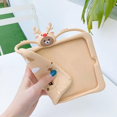 Kids safe Cartoon Silicon kickstand Case For iPad Pro 11 2020 / 9.7 2017 2018 / 7th 8th 10.2 inch / air 10.5 Mini 2 3 4 5 Cover