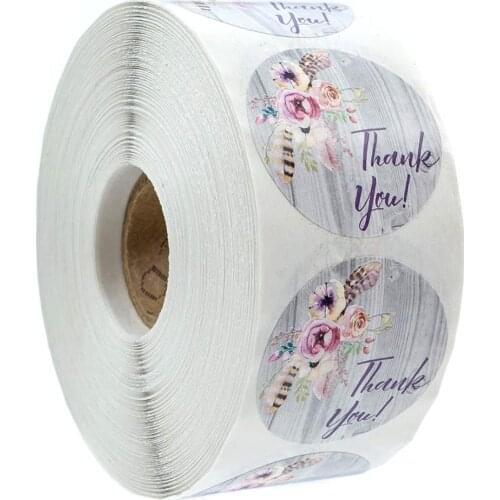 50-500pcs 1inch Floral Thank You Sticker Thank You Adhesive Label scrapbooking for envelope seal stationery sticker