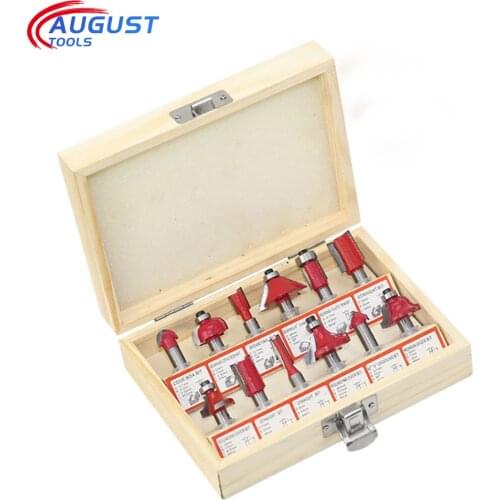 Augusttools Fresa cnc Milling Tools Router For Wood 15pcs Woodworking Milling Cutters 1/4''/8mm Shank Carbide Engraving Tools
