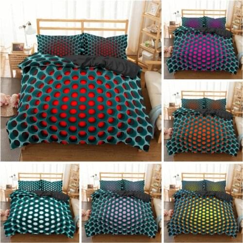 Hot style 3D digital honeycomb printing Polyester bedding set 1 duvet cover + 1/2 pillowcases bed in a bag US/EU/AUsize