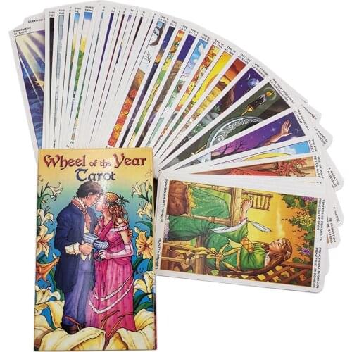 Wheel of The Year Tarot Deck 78 Sheet Tarot Cards Coated Paper Mysterious Divination Gameplay Fate Astrology Board Game