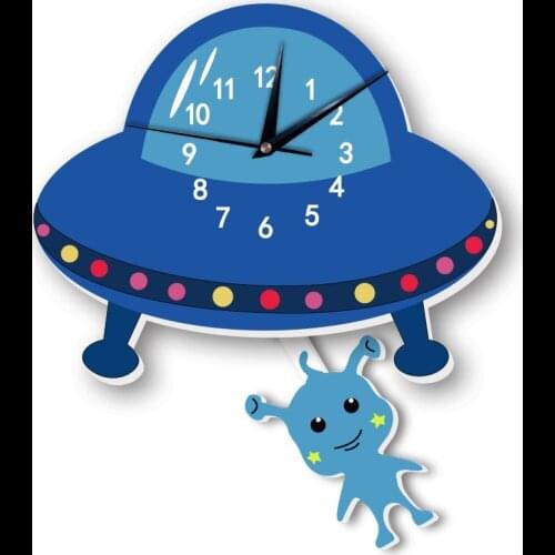 Best Selling Cartoon Silent Alien Swing Wall Clock Stickers For Kidroom Babyroom Corridor Bedroom Decoration Adesivo De Parede