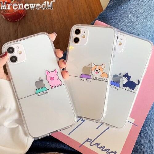 For iPhone 11 12 Pro Max Cute Animal Pattern Case for iPhone 7 8 Plus Mini X XS Max XR Soft Clear Shockproof Silicone Back Cover