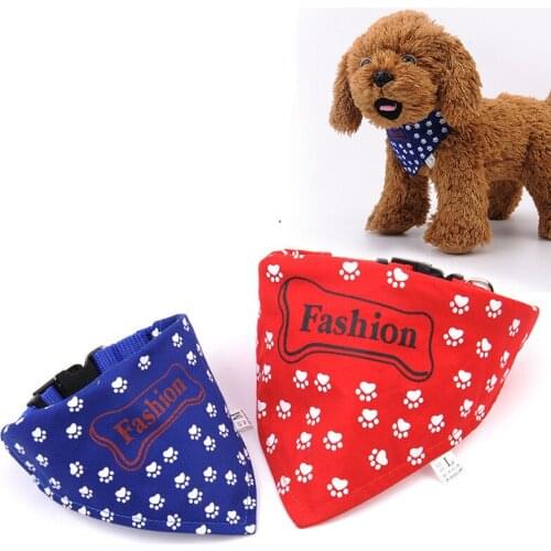 Nylon adjustable Dog footprints collars cat bib dog saliva towel dog scarf collar pet jewelry bow tie for small dogs teddy