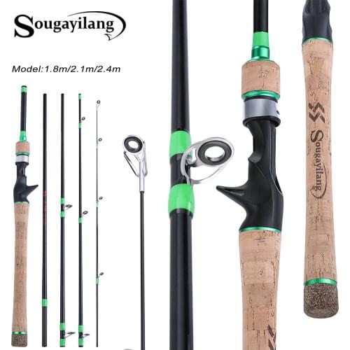 Sougayilang 1.8 -2.4m Baitcasting Fishing Rod Carbon Fiber 5 Section Top Quality Travel Lure Fishing Pole Tackle Tool Fishing