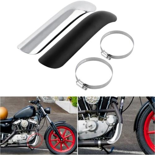 Car-Styling Steel Motorcycle Heat Shield Curve Exhaust Muffler Pipe Cover Heel Guard For Harley Honda Black