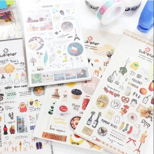 Sticker DIY Planner Sticker Memories & Diary &Dear &Coffee Style 1 sheets Sticker