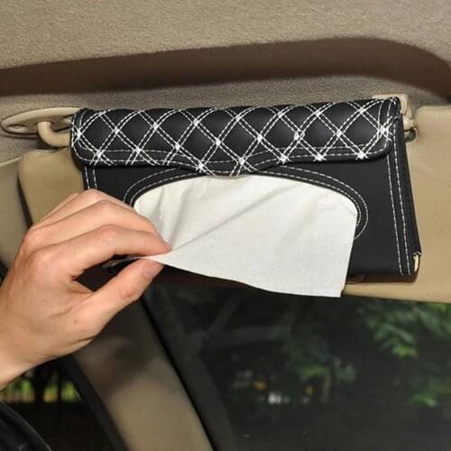 Stylish Car Sun Visor Mount Faux Leather Tissue Box Paper Napkin Case Holder 2020