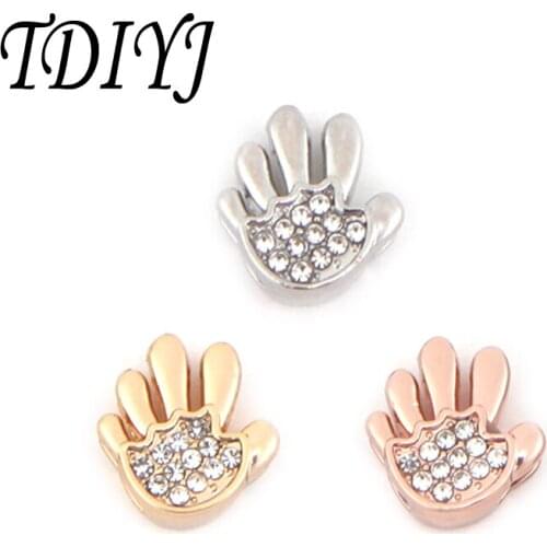 TDIYJ DIY Fashion Crystals Hand Slide Charms fit on 8mm Stainless Steel/Leather Keeper Mesh Bracelet for Women Gift 6pcs/lot