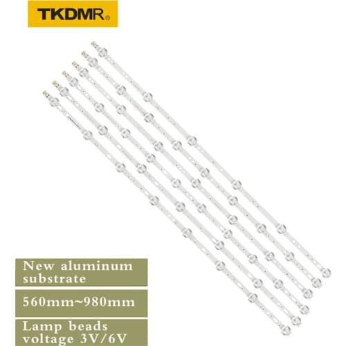 TKDMR 5pcsLCD TV replacement LED backlight bar 32/42/52/55 inch universal 6 lights 3V/6V interceptable lamp beads aluminum plate