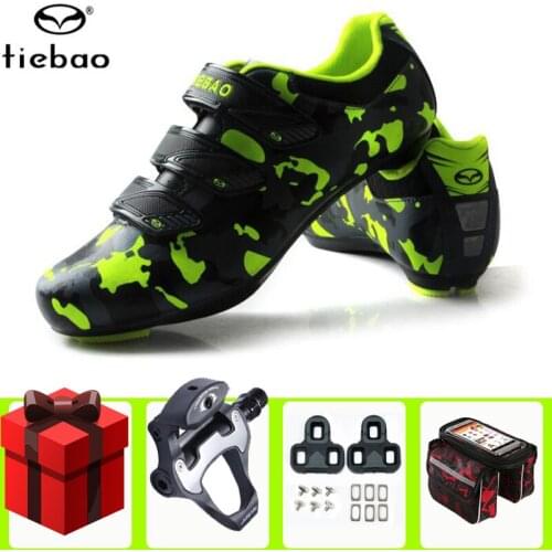 TIEBAO Cycling Shoes Road Add Pedal Set Bike Men Breathable Self-locking Men Bicicleta Racing Bike Non-slip Zapatillas Ciclismo