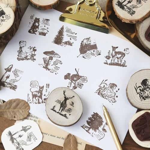 XINAHER Vintage mushroom animals jungle stamp DIY wooden rubber stamps for scrapbooking stationery scrapbooking standard stamp