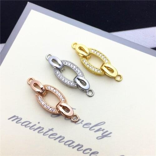 Clasps For Jewelry Making Fastening Accessories 925 silver plating Cubic Zirconia Clasps For DIY Pearls Necklace Bracelet Clasp
