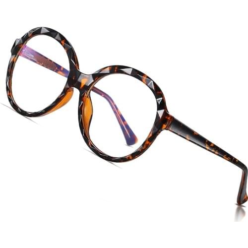 AOFLY Round Blue Light Glasses Women Diamond Cut Frame Optical Glasses Frame Fashion Computer Eyewear Female Myopia Spectacles