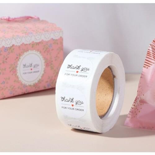 1 Inch 500pcs/roll Round Black "THANK YOU FOR YOUR ORDER " Stickers Seal Labels Scrapbooking For Package Stationery Sticker