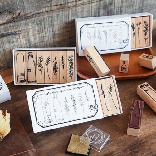 1set Vintage Plant vase decoration stamp wooden rubber stamps for scrapbooking stationery DIY craft standard stamp