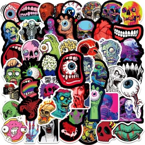 10/50pcs Cool Skull Horror Graffiti Stickers Laptop Skateboard Guitar Phone Suitcase Fridge Bike Funny Stickers Decal Kid Toy