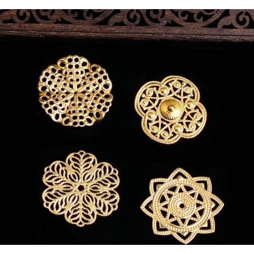 10 pcs/lot Antique copper hollow crown hair accessories hair snowflakes Gold Pendant Buttons Gold copper Flowes accessories