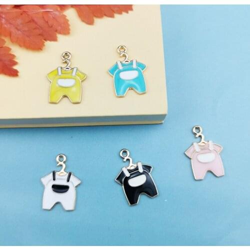 10pcs/lot black white coat Baby clothes Enamel Charm clothes gold color jewelry with pendants bracelet DIY jewelry Accessories