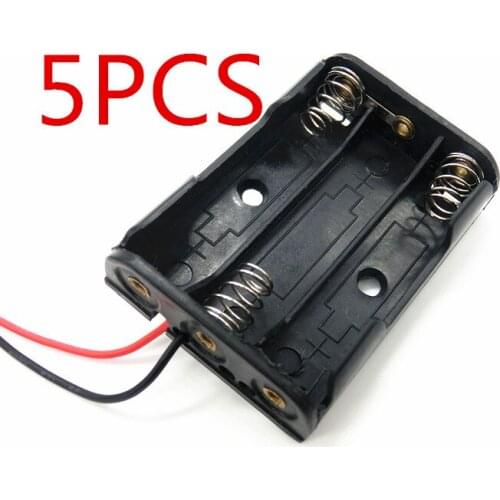 5PCS AAA Batteries Storage Case Plastic Box Holder with 6'' Cable Lead for 3 x AAA Battery Soldering Connecting Black Digital