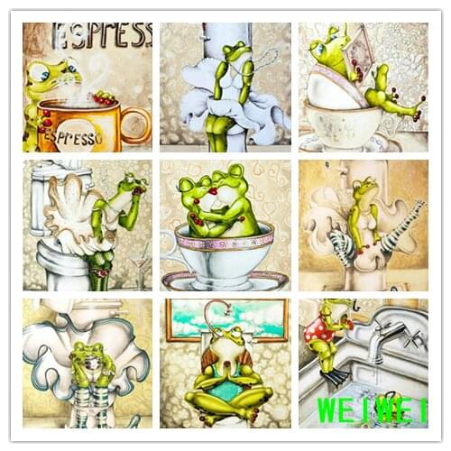5D DIY Diamond Painting Frog Rhinestone Pictures Diamond Embroidery Animals Full Square Mosaic Art Home Decoration weiwei
