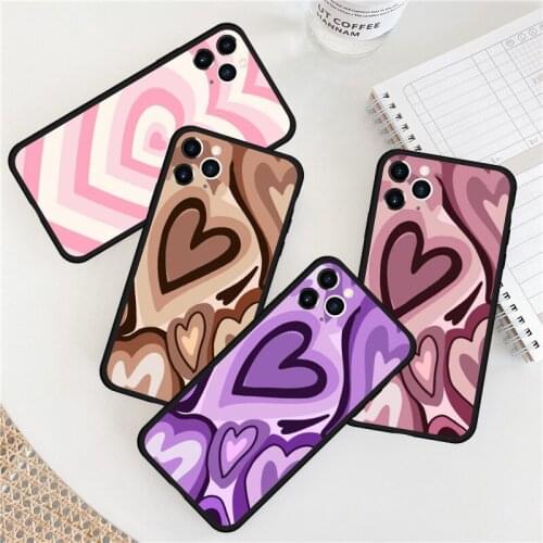 Pink Purple Heart Swirl Pattern Phone Case For iPhone 12 Pro MAX 11 XS X XR SE20 7 8 6 Plus Cute Hard Silicone Matte Cover Shell
