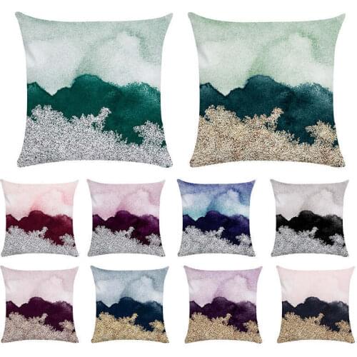 1 Pcs 45*45cm Pillow Case Colorful Marble Printed Cushion Cover Peach Skin Bed Pillowcase Square For Car Sofa Home Decor Decor