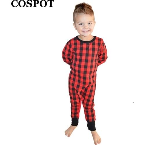 COSPOT Newborn Christmas Rompers Baby Boys Girls Red Plaid Jumpsuit Kids Christmas Pajamas Infant Jumper 2021 New Arrival 30