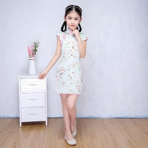 Children Chinese Traditional Dress Kids Party Ancient Cheongsam Child Stage Performance Qipao Oriental Girl Party Dresses 90