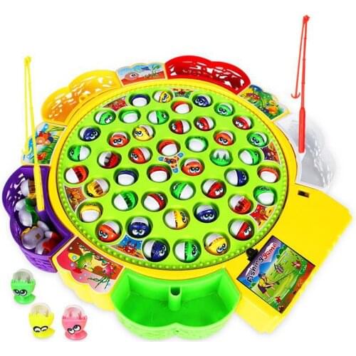 Electronic Magnetic Fishing Toy Musical Rotating Fish Plate Set Magnetic Outdoor Sports Game Educational Toys For Childrens