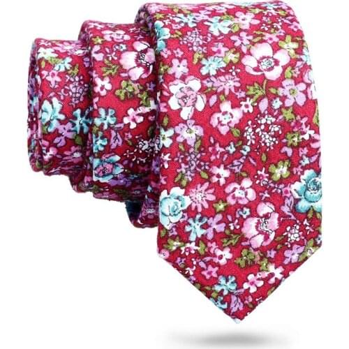 HAWSON Mens Floral Neck Tie 100% Cotton Red Ties for Man Wedding Party Floral Neckties Vestidos Cravat Gift for Young Male