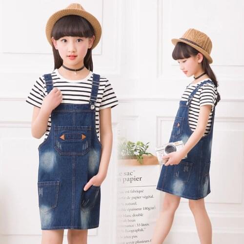 Trendy Kids Girl Denim Overalls For Girls Jeans Jumpsuits Dress 2020 Spring Summer Children Casual Overall 3 4 6 8 10 12 Years