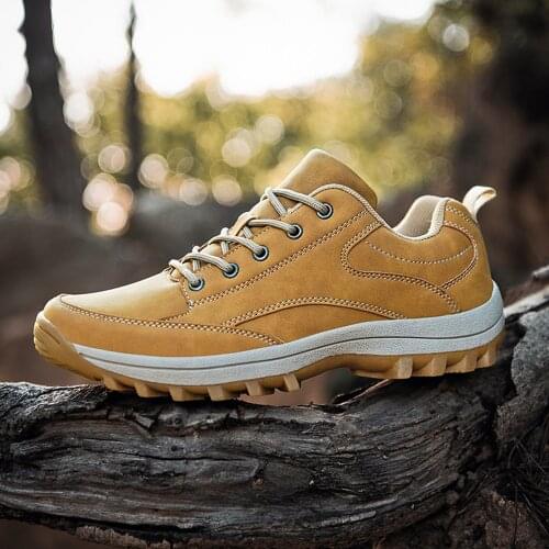 Leather Security Boots Big Size Man Caterpillar Boots Casual Autumn Shoes Platforms Male Climbing Footwear Low Top Flats