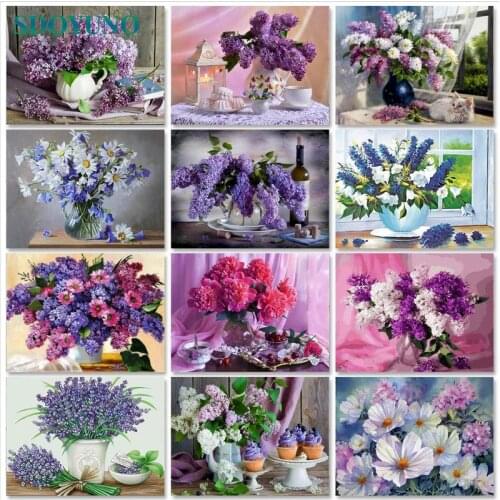 SDOYUNO 60x75cm Paint By Numbers Lavender DIY Oil Painting By Numbers On Canvas Frameless Flowers Number Painting Home Decor