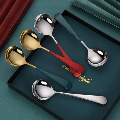 Net Red Spoon Stainless Steel Round Spoon Cute Dessert Spoon Coffee Children Spoon Spoon Tableware Household Tableware
