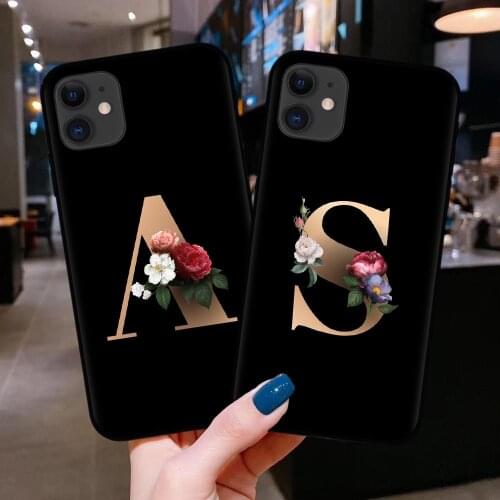 Custom name Letter Monogram flower Matte Soft Phone Case For iPhone 11 Pro Max 12 Mini Pro Max 2020 X XR XS Back Cover Coque
