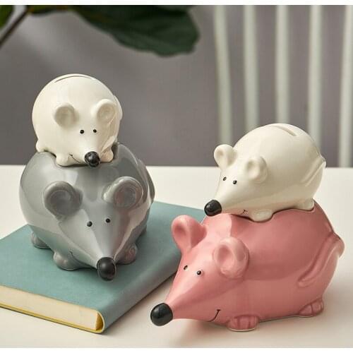 Cartoon Animal Mouse wings Piggy Bank Coin Storage Box Children Toy Christmas festival Birthday Gift Home Decoration Cute Statue