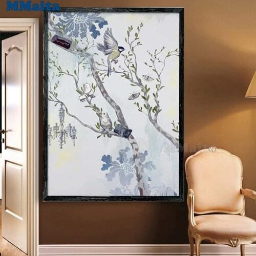 DIY Diamond Painting Kit for Adults,Plum blossom bird scenery 5D Rhinestone Embroidery Crystal Painting,Full Cross Stitc GG5476