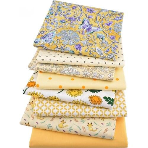 Nanchuang 8Pcs/Lot Yellow Patchwork Cloth Cotton Fabric For Sewing Material Hometextile For Dress Cushion Doll Bags 40cmx50cm