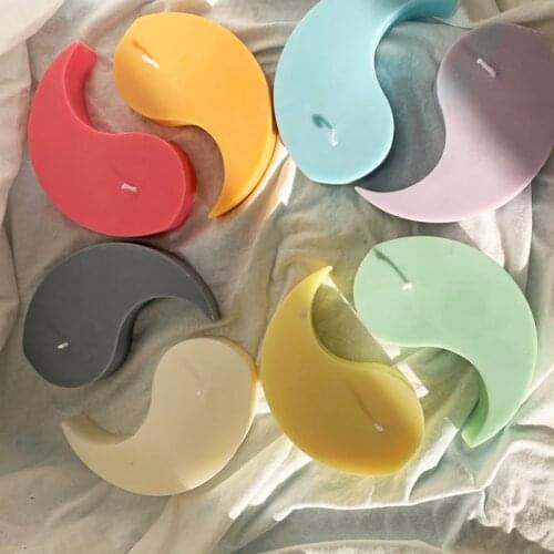 New Half 3D Stereo Tai Chi Candle Shape Silicone Candle Mold Wax Yin Yang Molds Handmade Plaster Supplies Home Decorating Craft